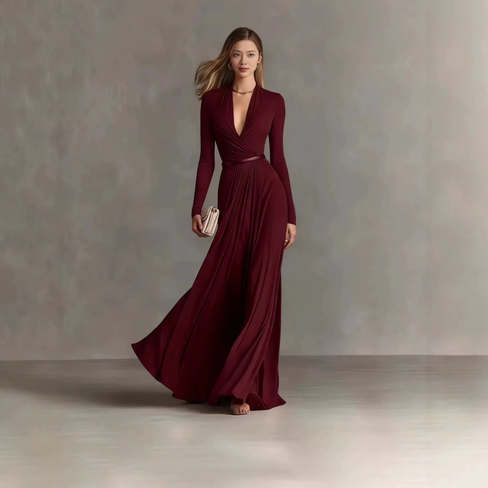 V Neck Dress Dresses for Women Spring Summer Tie Waist A Line Long Dress Slimming Flowy Overall Jumpsuit Matching Set