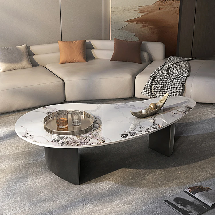 #*Eiche/Birke Rock Panel Couch tisch Licht Luxus moderne einfache kleine Wohnzimmer Home unregelmäßige ovale Form Couch tisch