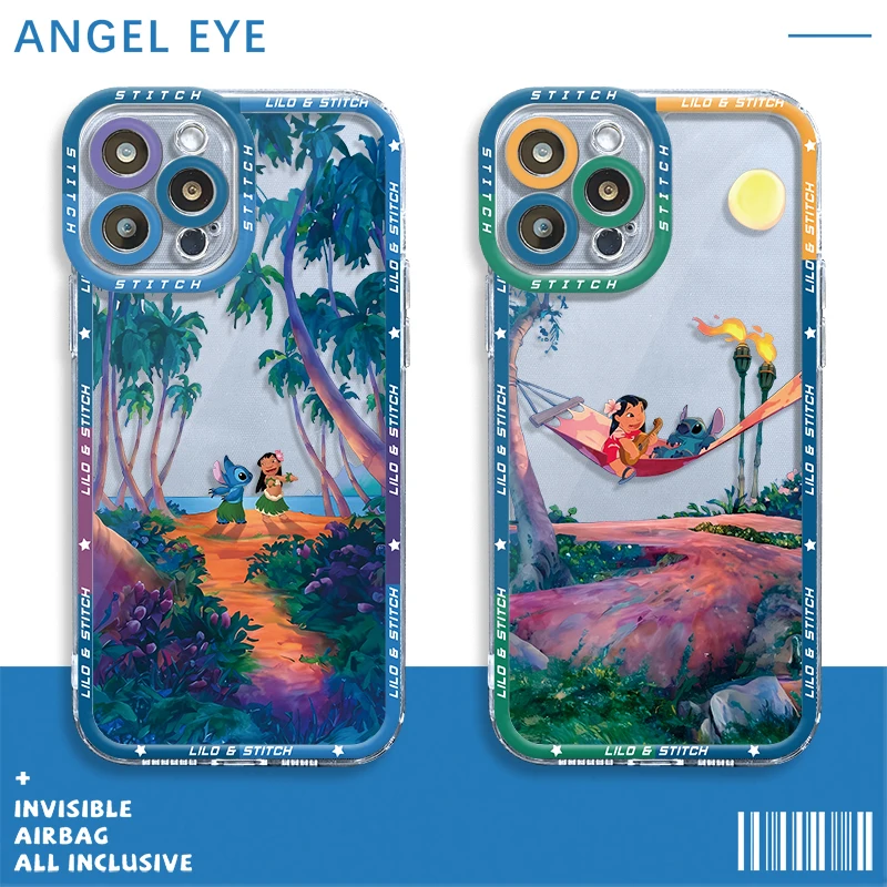 Disney Cartoon Lilo And Stitch Clear Case For Apple iPhone 15 14 13 12 11 Pro Max 13 12 Mini XS Max XR X 7 8 6 6S Plus Cover