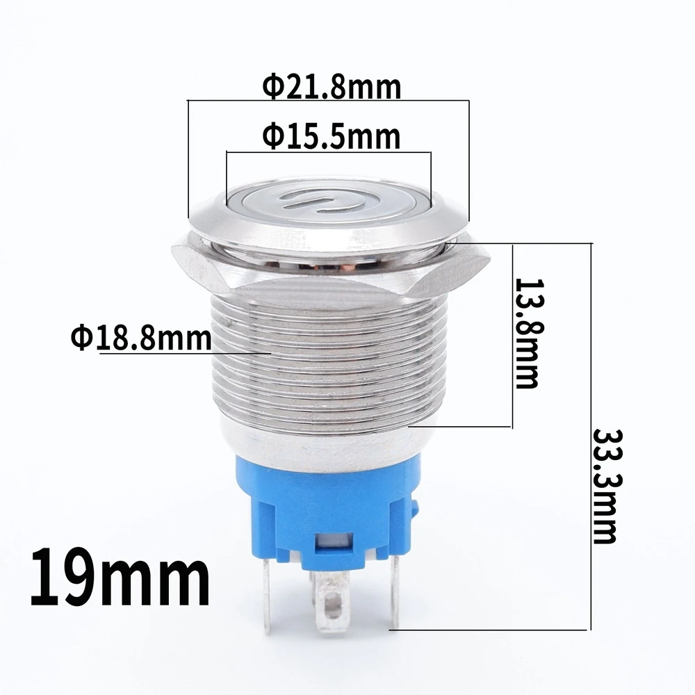 16/19/22mm Push Button On Off Power Start Stop Car Ignition Switch Waterproof Led Light Fixation Reset With Socket Flat 12V 220V