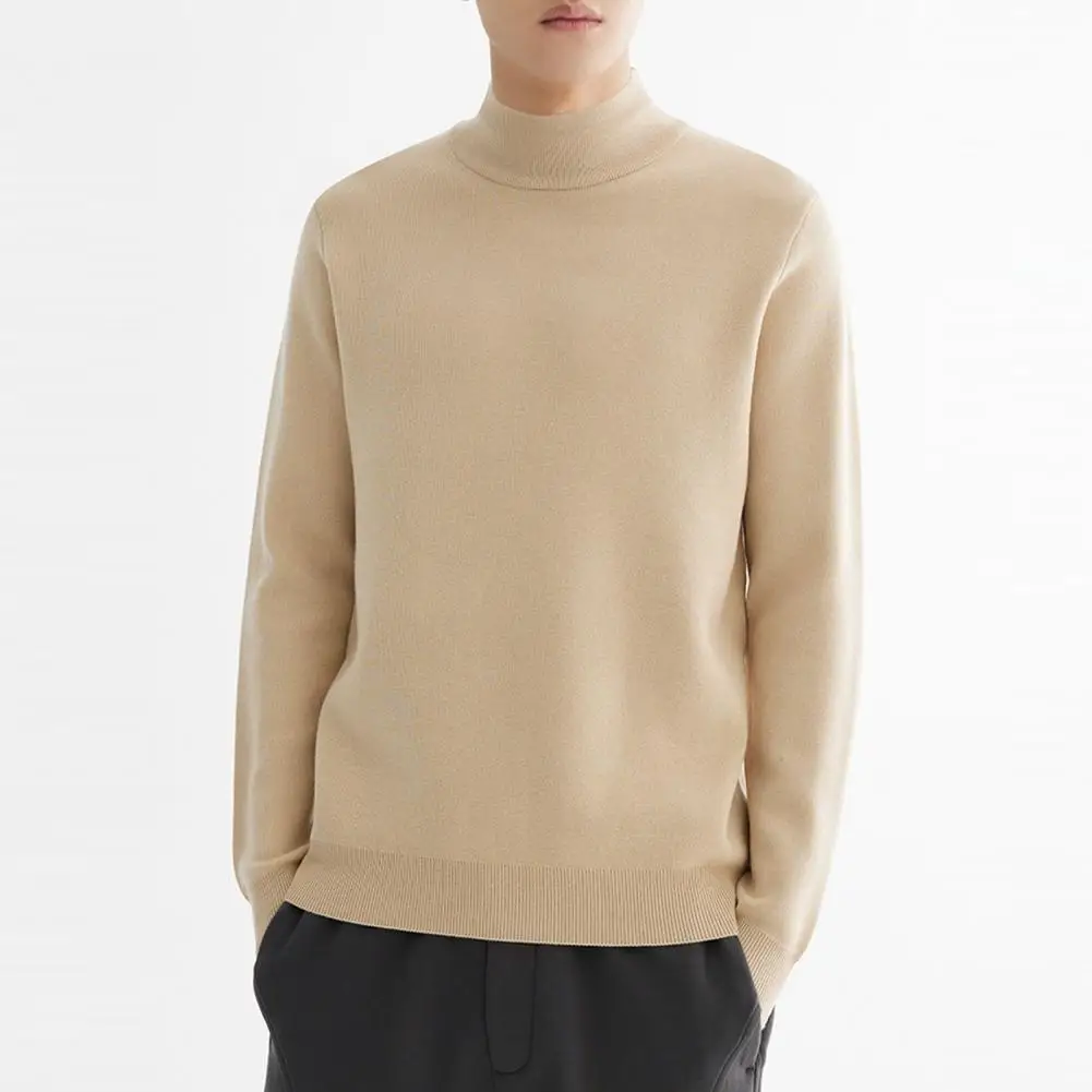 Fall Men Sweater Half-High Collar Knit Modal Thick Elastic Long Sleeves Slim Warm Bottoming Knitwear Business Sweater