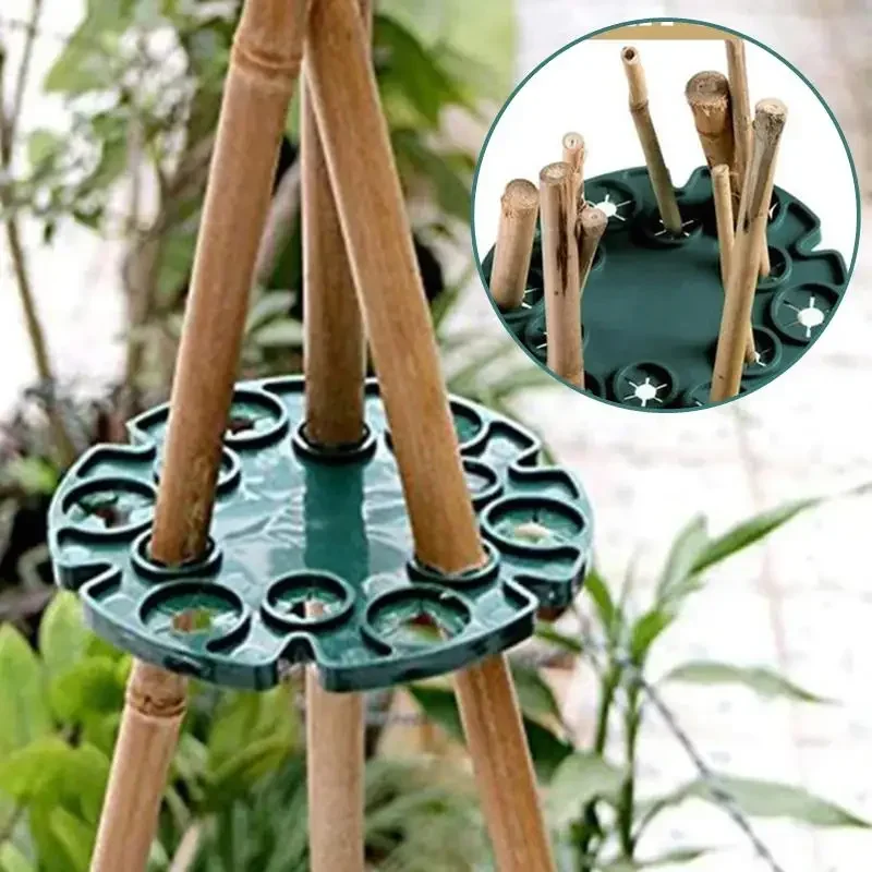 1pc Garden Plant Support Balcony Plant Connector with Protective Tray Bamboo Poles Garden Climbing Stake Plant Support Connector