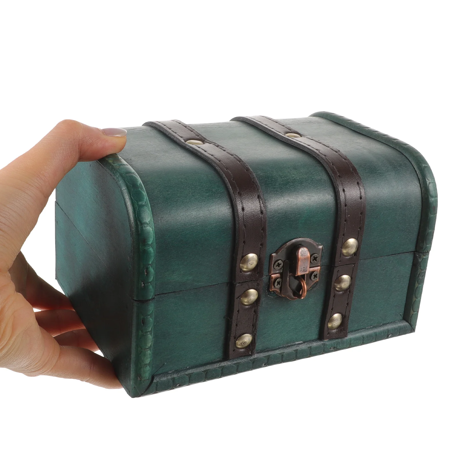 

Jewelry Box Wooden Vintage Design with Lock Small Space Saving Organizer for Bedroom Dressing Table Travel Use