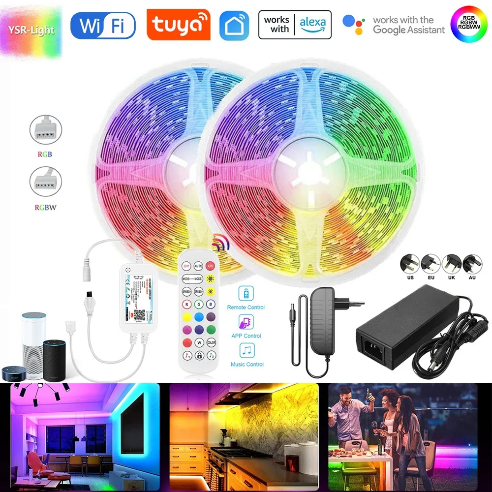 

TUYA WIFI 24keys IR Remote Smart Controller LED Strip Light DC12V RGB RGBW RGBWW Dimmer 5M 10M Control Work with Alexa Google