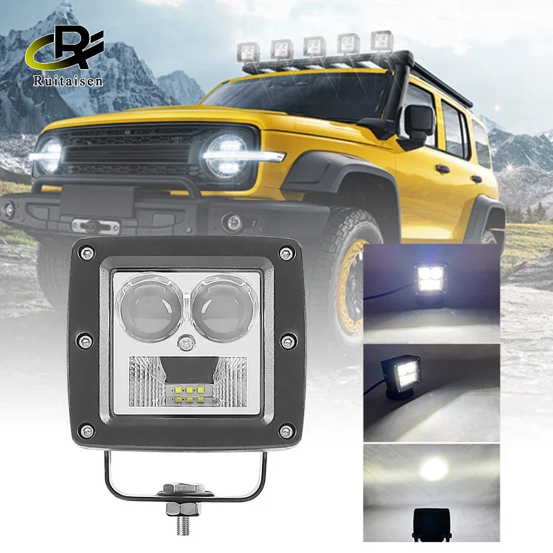 

12-24V 30W LED Car Work Light Beam Square LED Fog Light Lamp for Truck Motorcycle 4x4 Offroad Engineering Vehicles Car SUV ATV