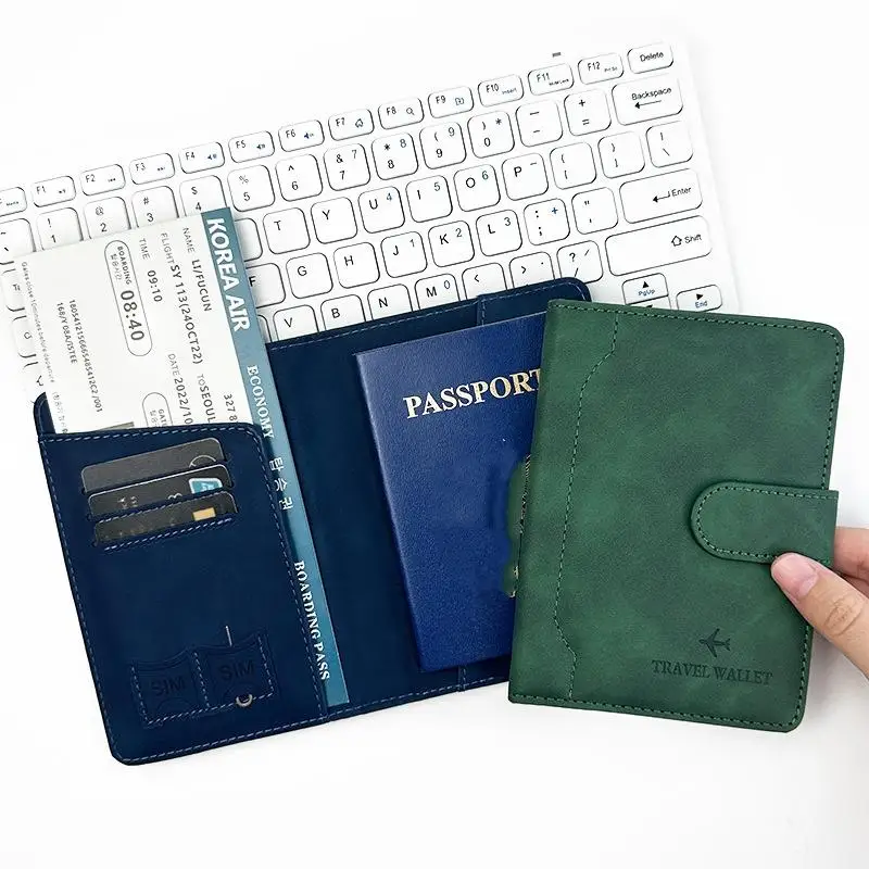 Dompet Paspor Kulit Anti Air, Tempat Kartu Kredit, Lucu, Untuk Wanita/Pria, Penutup Paspor Dengan Gesper