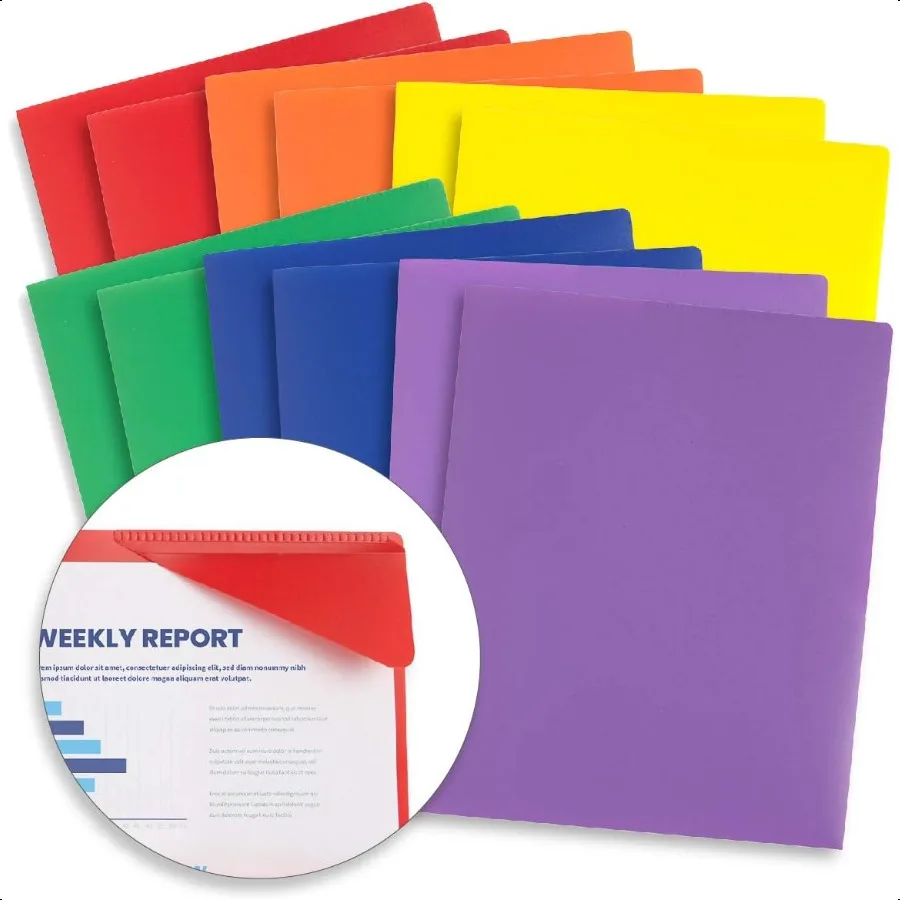 

Plastic Folders with Pockets Reinforced Corners Durable 2 Pocket Folder with Corner Flaps Inside to Hold Papers in Place Assort