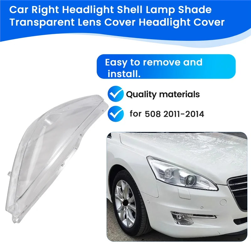 

AW-Car Headlight Shell Lamp Shade Transparent Lens Cover Headlight Cover For 508 2011-2014
