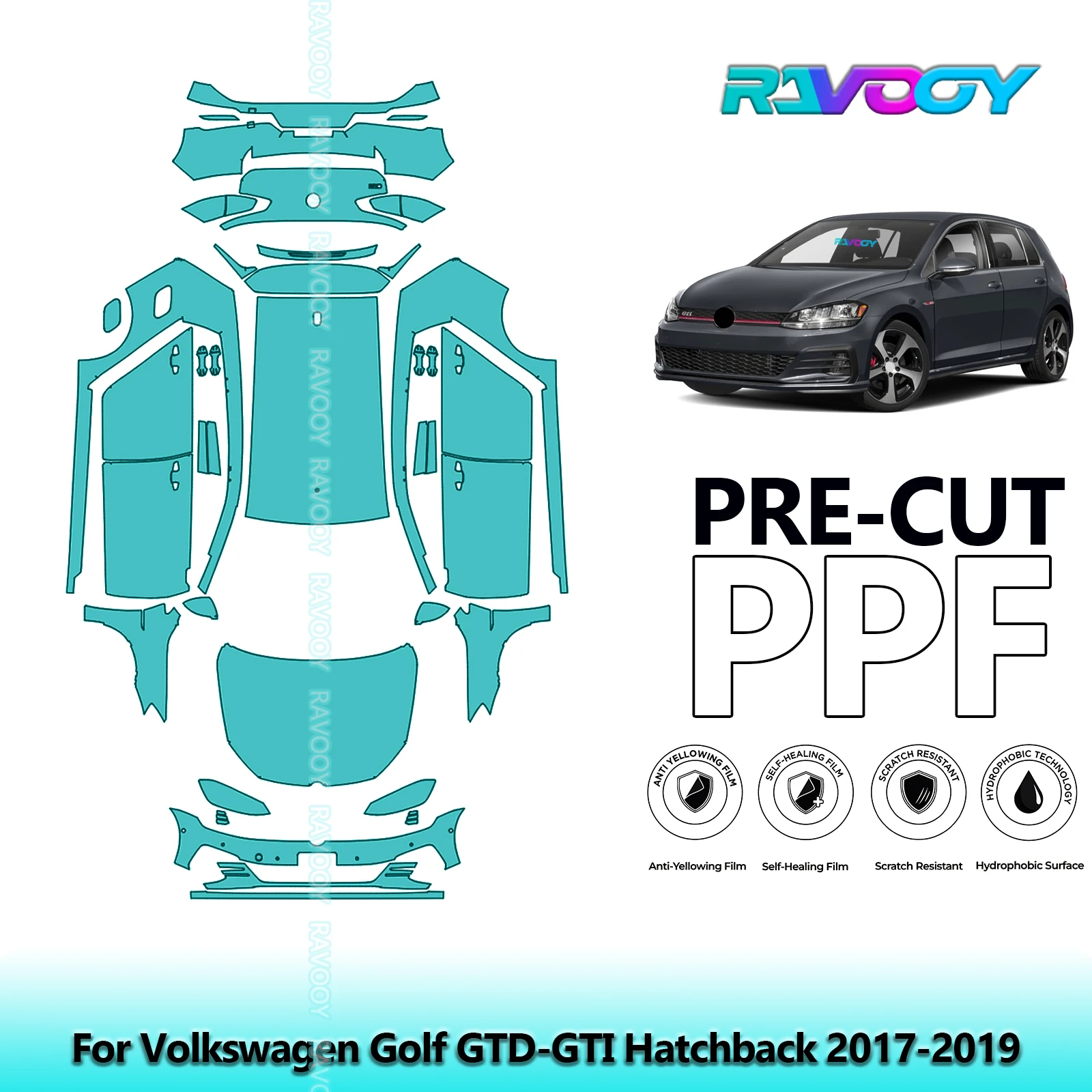 

Full Vehicle Clear Bra Precut PPF Paint Protection Film For Volkswagen Golf GTD-GTI Hatchback 2017-2019