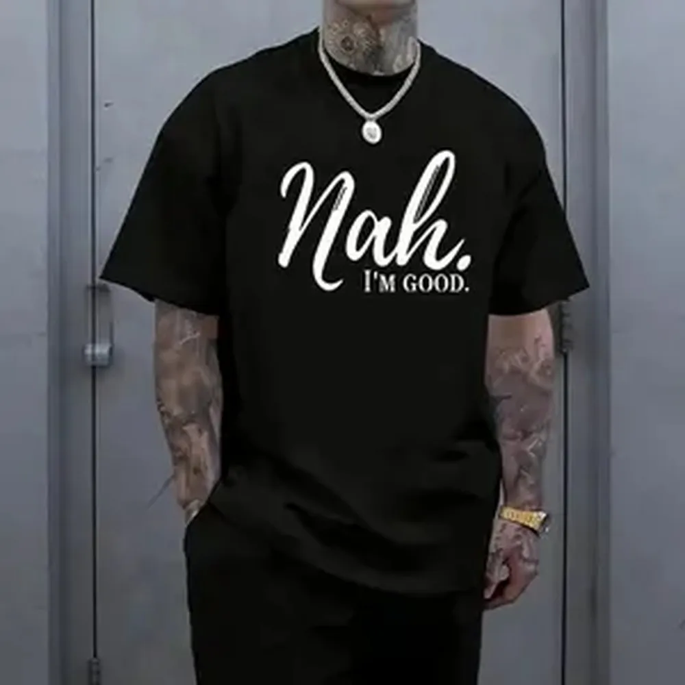 Men’s loose street-style T-shirt with a satirical humor graphic print-a trendy urban casual short-sleeve top, a best-selling funny and ironic fashion piece. tiktokshopspringglowup