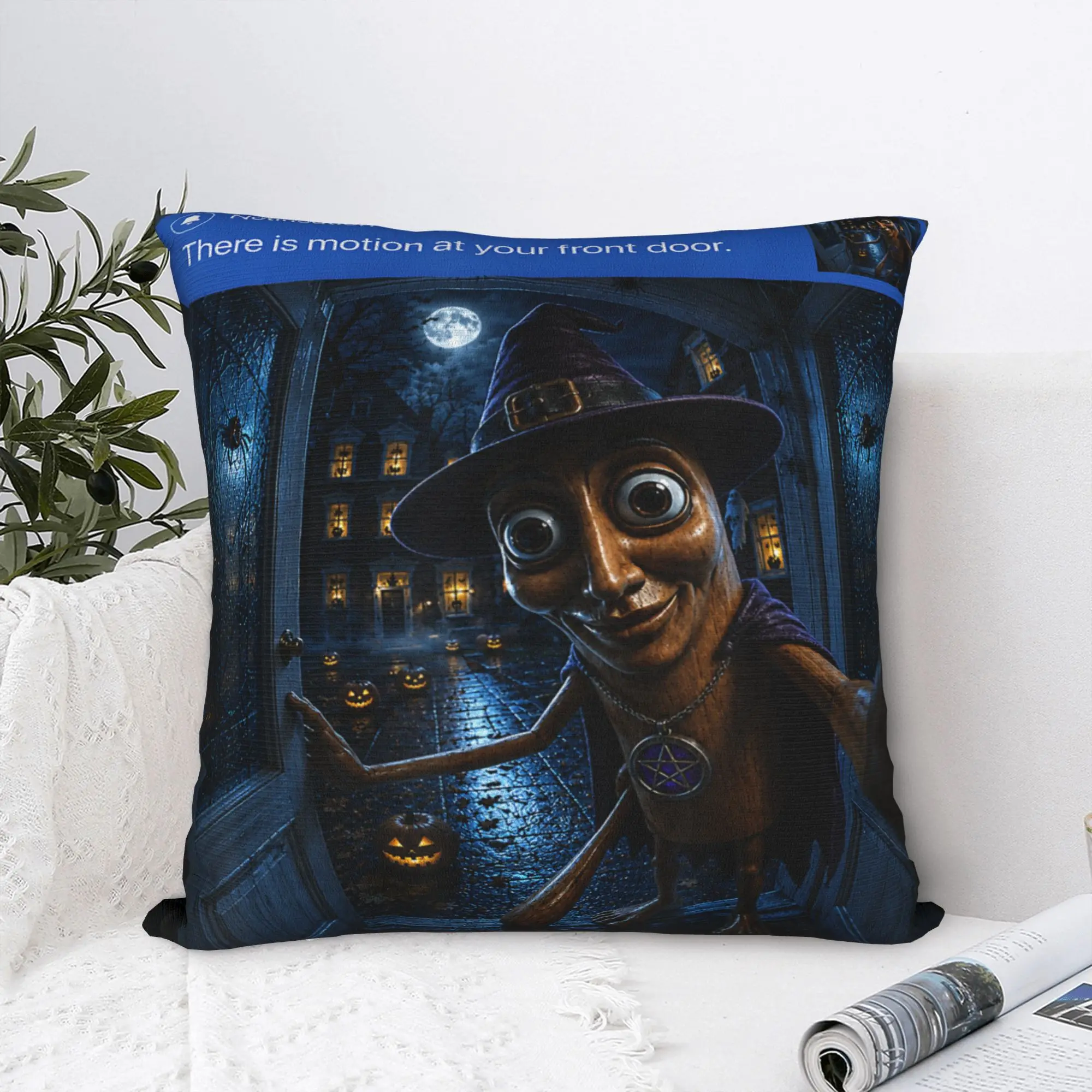 There is Motion at Your Front Door Tung Tung Sahur Halloween Pillow Case Design Pillow Cover For Sofa Car Home Decor Pillowcases