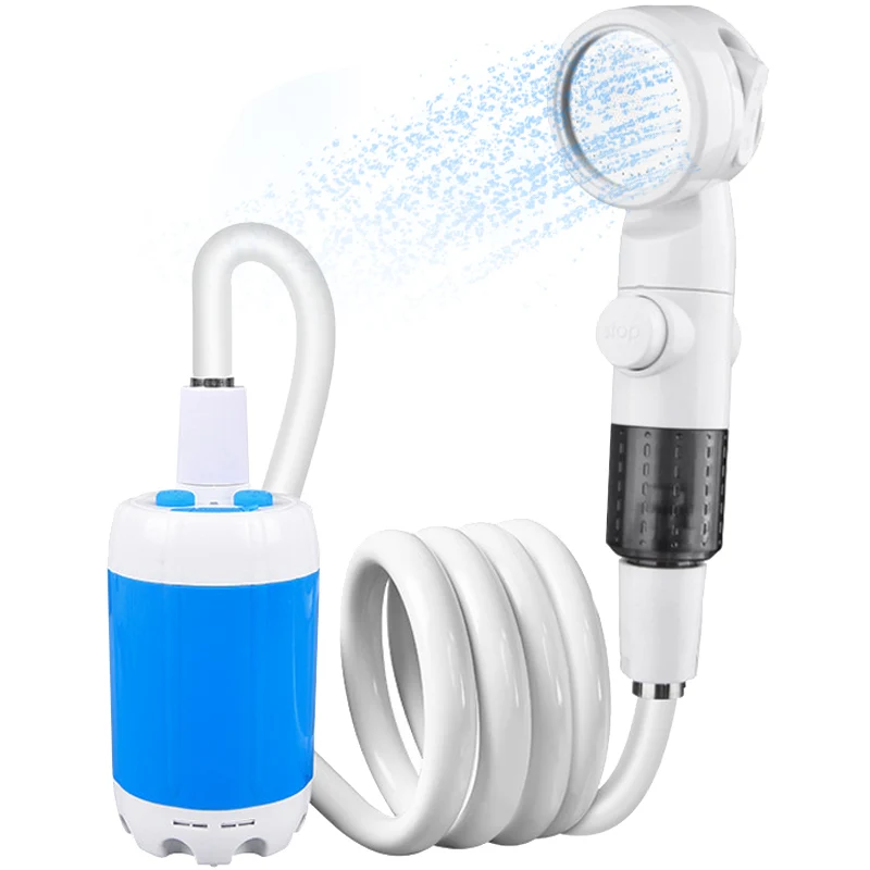 Upgraded Portable Electric Camping Shower Pump 4000mAh Rechargeable with Digital Display for Camping Beach Dormitory