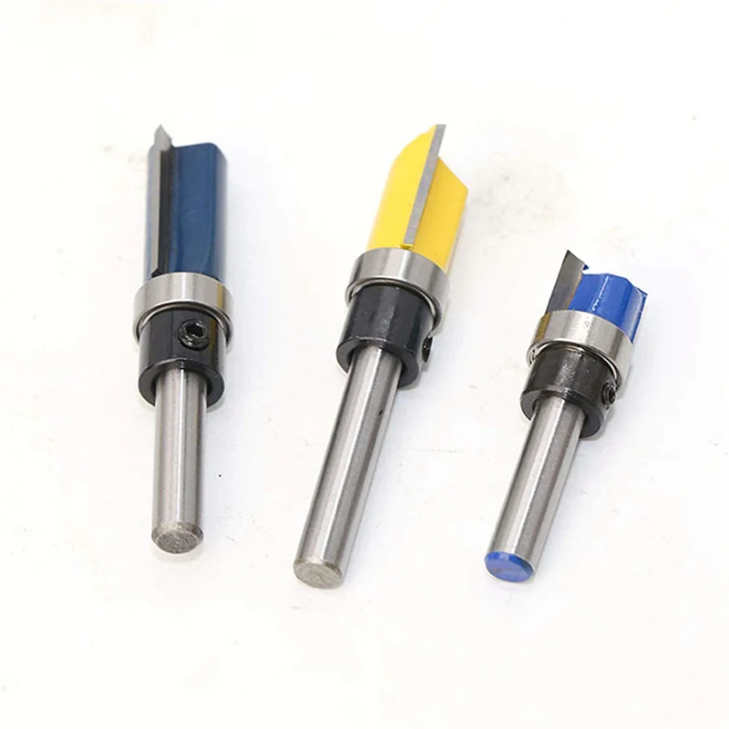 

ABSE-6Pcs 1/4 Inch Shank Flush Trim Router Bits Pattern Template Router Bit Set Woodworking Top Bearing Milling Tools