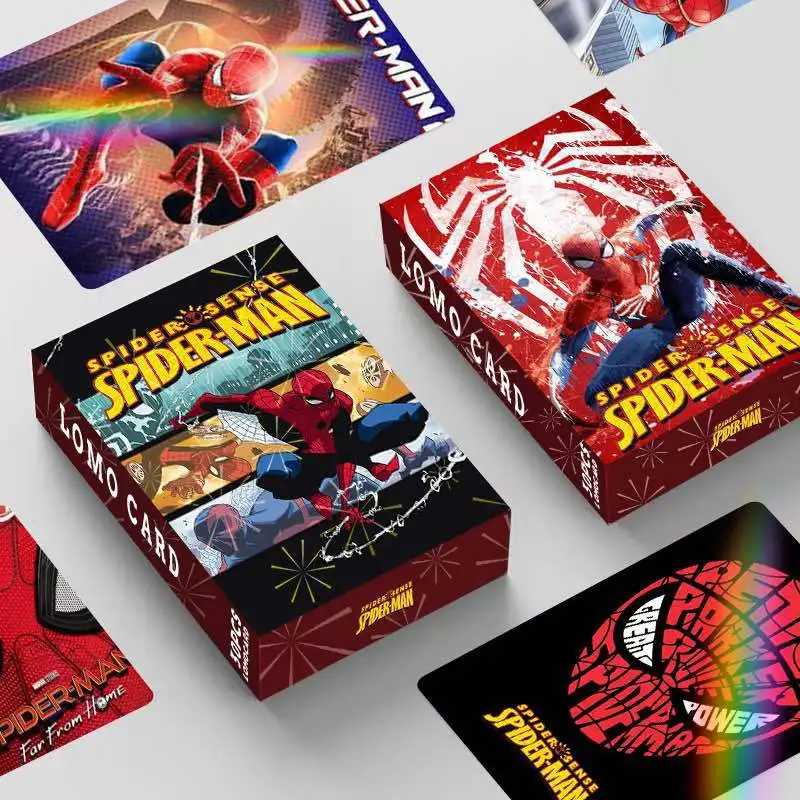 30pcs Spiderman Laser Flash Cards Double Sided LOMO Card Anime Merchandise Boxed Photo Collection Cards Great For Collecting