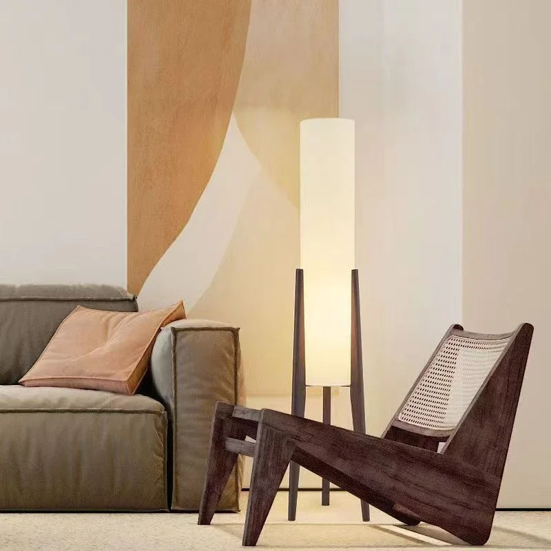 

Modern Japanese atmosphere Nordic retro new Chinese style LED light black walnut living room bedroom decoration floor lamp