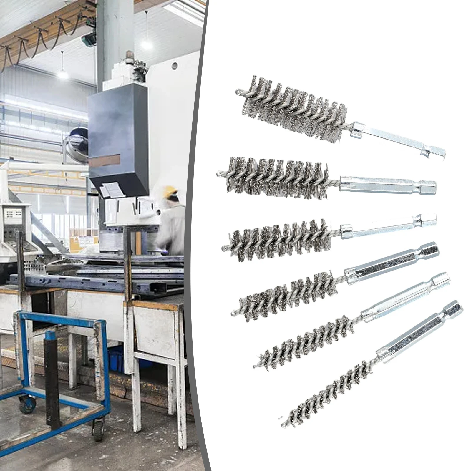 

Steel Bore Wire Brush Twisted Wire Stainless Steel Cleaning Brush With Handle 1/4 Inch Hex Shank For Power Drill-Impact Driver