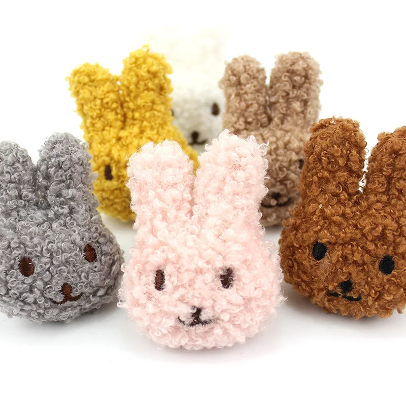 12Pcs 5*7cm Cartoon Plush Rabbit Padded Appliques DIY Headwear Hairpin Crafts Decor Hat Bag Clothing Patches Accessories