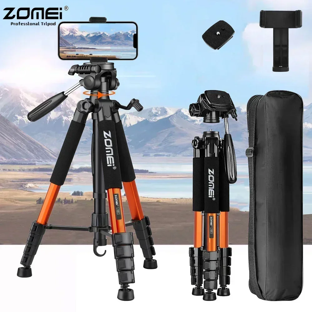 Q188 187cm Portable Camera Tripod Aluminum Alloy 6kg load capacity for DSLR Nikon, phone holder 360° Panorama Photography