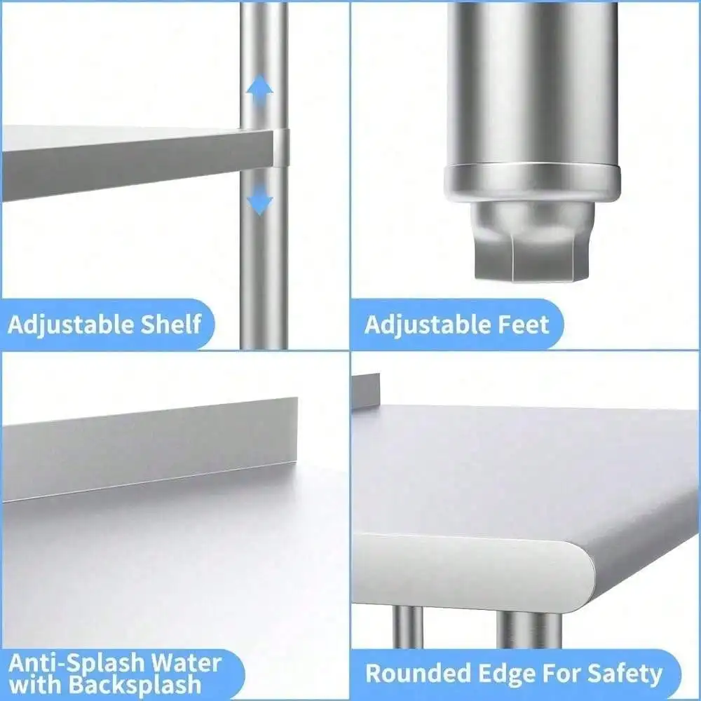 Table en acier inoxydable pour la préparation et le travail avec dosseret, 60 en effet x 24 en effet, rapDuty, Nouveau