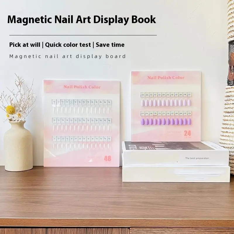 24/36/48Colors Nail Gel Polish Color Testing Tools Separable Magnetic Tips Nail Color Board Try-on False Nail Tips Showing Board