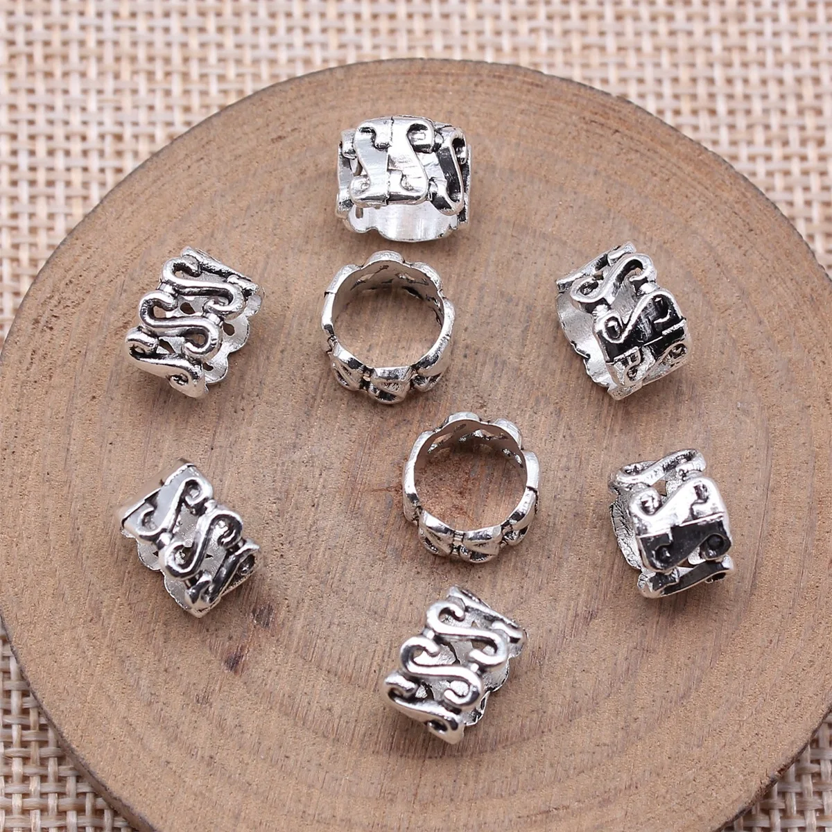 WYSIWYG 40pcs 10x10x7mm Antique Silver Color S-Shaped Design Big Hole Beads For DIY Jewelry Making Handmade Jewelry Findings