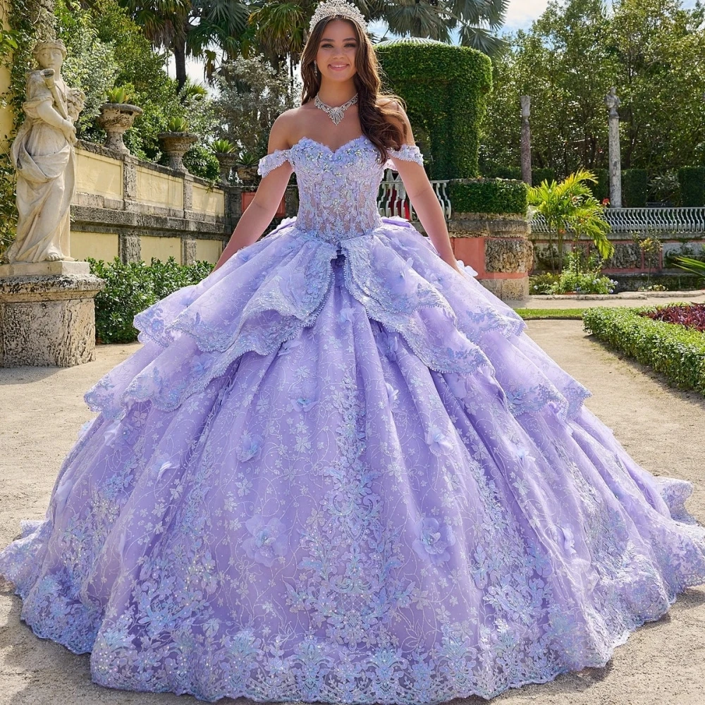 Vestidos De quinceañera De princesa con cuello en forma De corazón y diamantes De imitación brillantes, vestido De graduación con flores rosas en 3D, Vestidos personalizados De 15 quinceañera