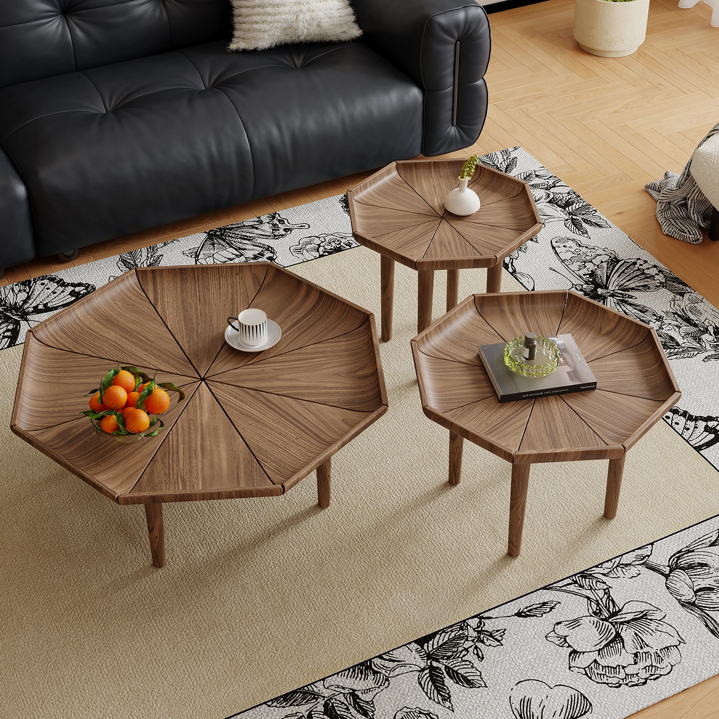 طاولة القهوة الفاخرة الحديثة الخشبية الصلبة الإبداعية للمنزل غرفة المعيشة طاولة القهوة مركز طاولة الشاي مجموعة تصميم بسيط للمنزل #2