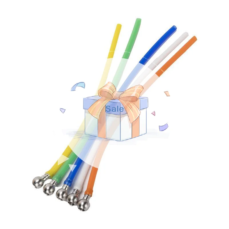 Food Grade Silicone Baby Bottle Replacement Straws with Stainless Steel Gravity Balls Easy to Clean for Home Baby Feeding