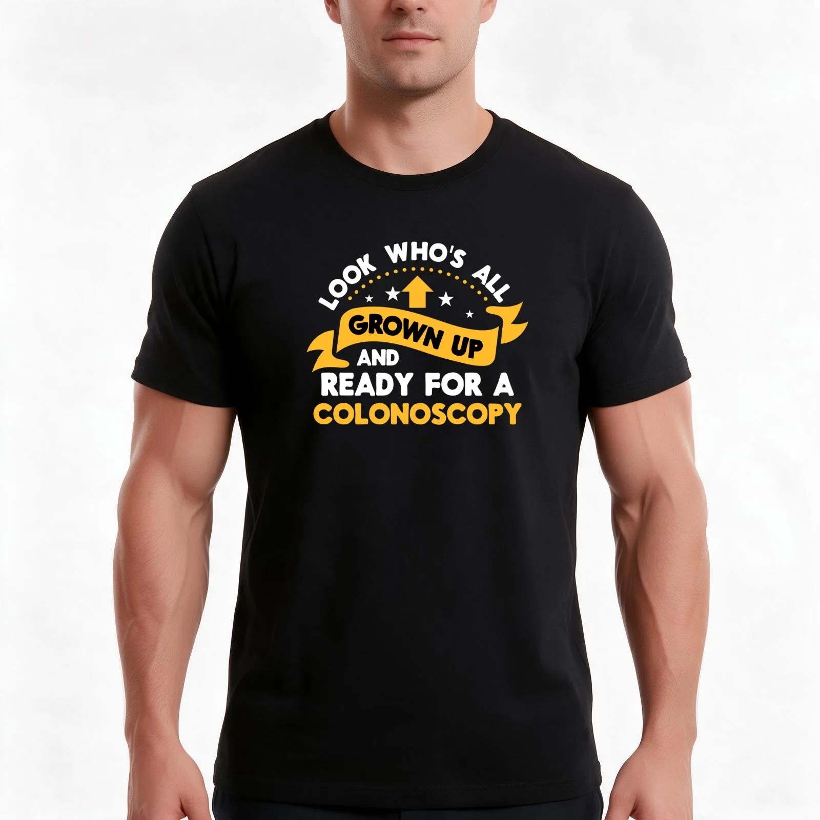 All Grown Up | For Colonoscopy Funny 50th Gift Tee print T-Shirt Summer Casual Cotton Tee, Unisex Men Women