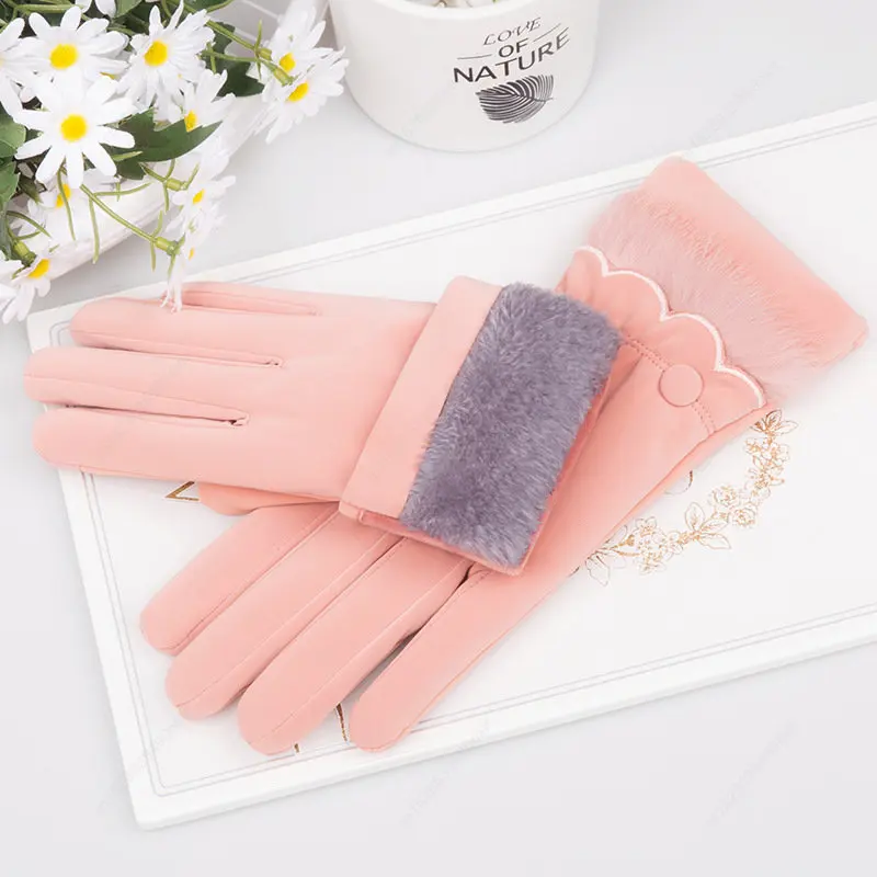 Youpin-Guantes cálidos de piel para mujer, manoplas de dedo completo para conducir, a prueba de viento, Hivers, Invierno