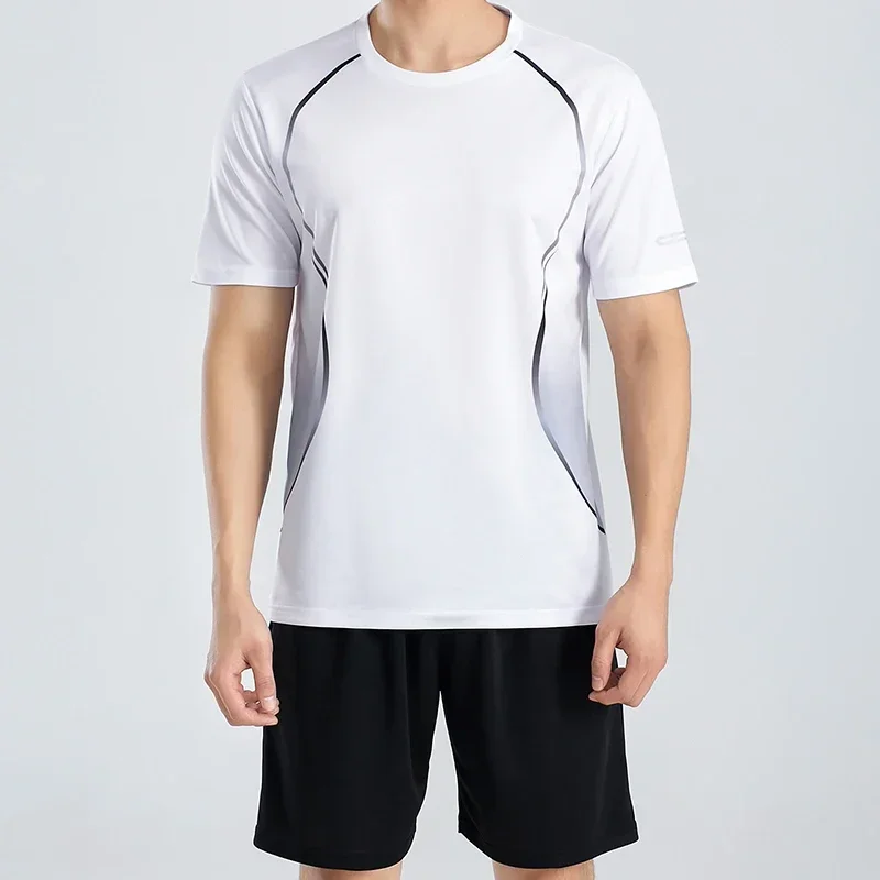 Summer Mens Running Set Short Sleeve T-shirt Jogging Gym Clothes Male Training Shorts Track Suits Outdoor Breathable Sportswear