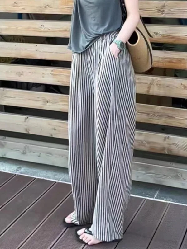 Korean version of fashionable casual straight leg wide leg pants for women's 2024 summer new large slimming and versatile AWKF