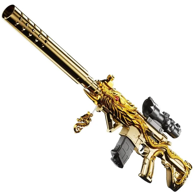 Luxury Gold Dragon Design Soft Bullet Launcher Toy with Sight Accessory Children's Gift