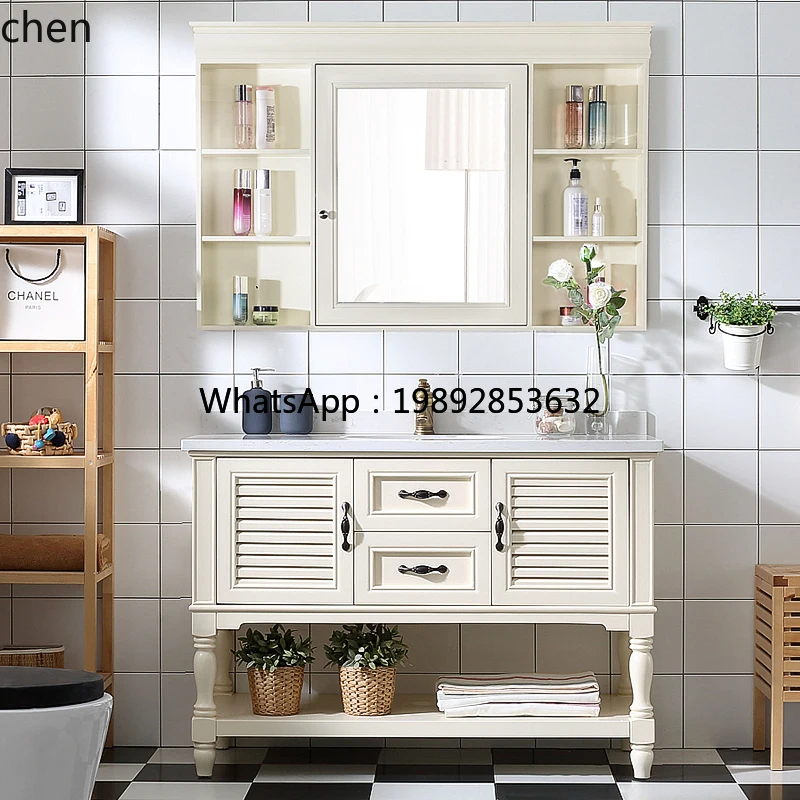 

bathroom cabinet solid wood floor washbasin marble washstand bathroom combination bathroom cabinet