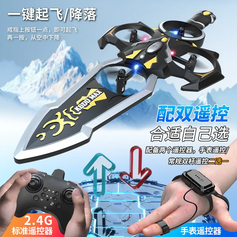 K600 Max Gesture Sensing Hand Controlled Flying Sword Drone 2.4g Dual Remote Control Watch And Handle Rc Toy For Kids Boys