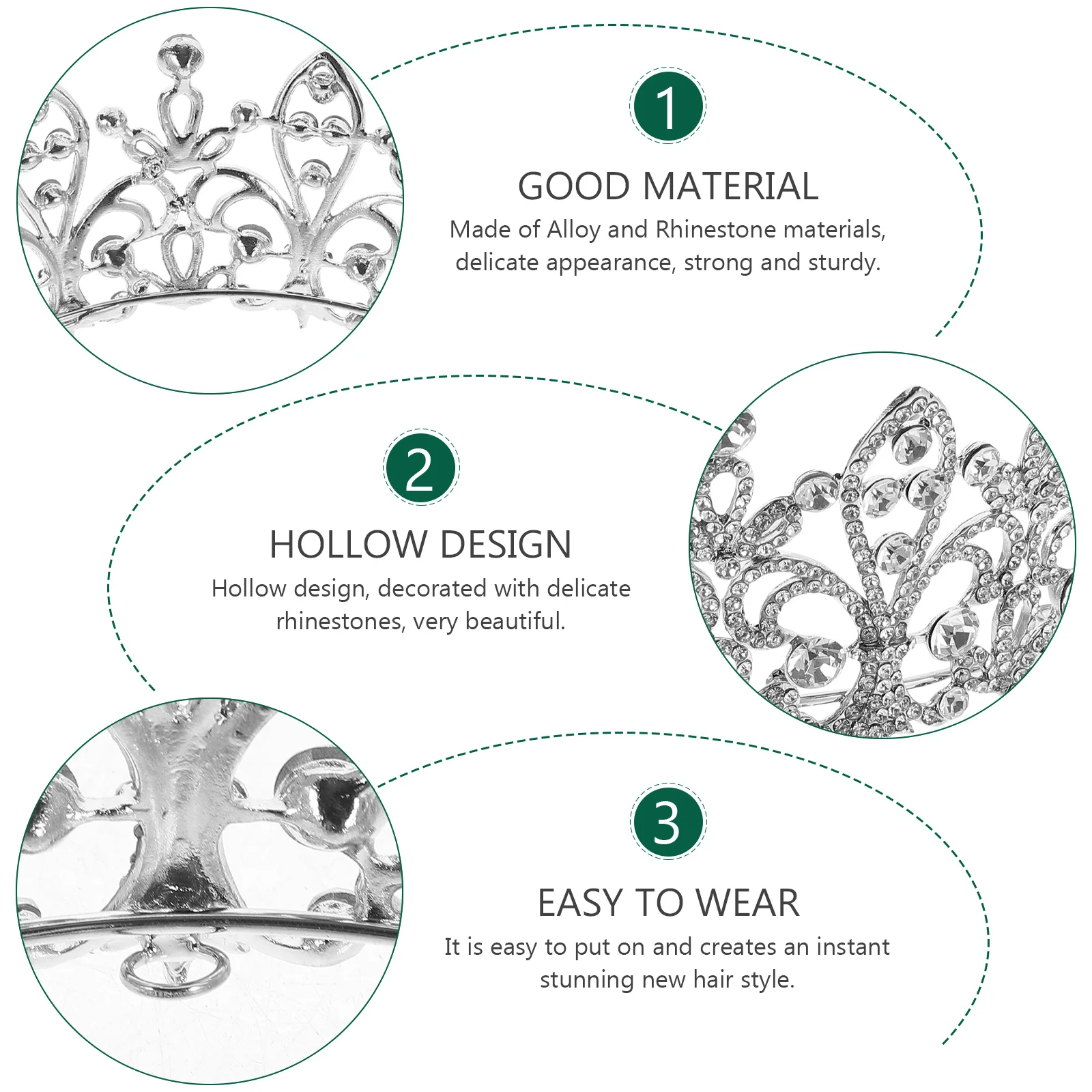 

Bridal Rhinestone Crown Noble Round Exquisite Wedding Hairband Perfect for Engagements Proms Parties Tiara Crown