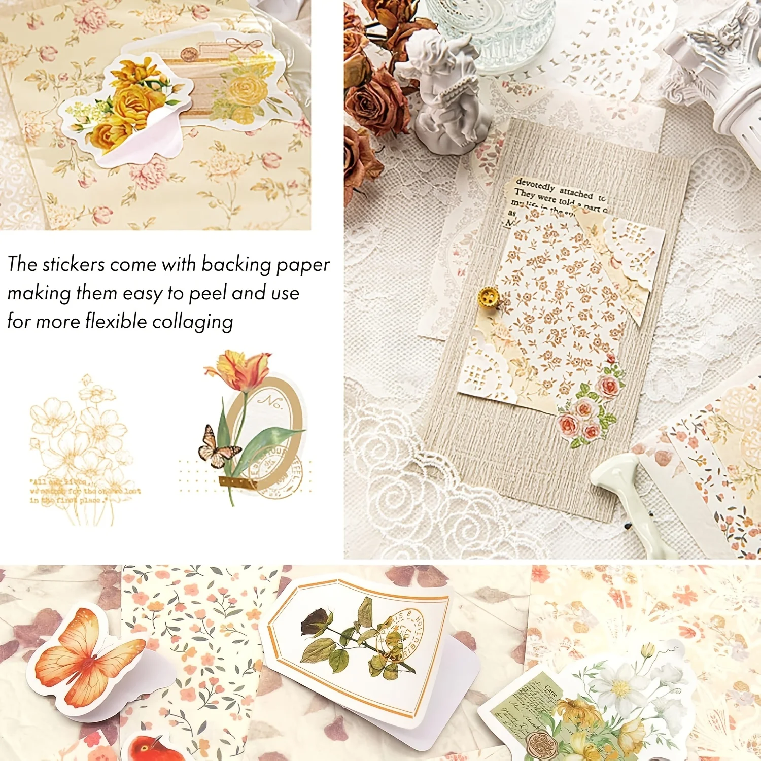 400 قطعة/4 حزمة خمر الأزهار قصاصات ورقية و ملصقات المجلات مجموعة متنوعة غير المرغوب فيه مجلة الحرف مخطط ألبوم الكولاج DIY بها بنفسك