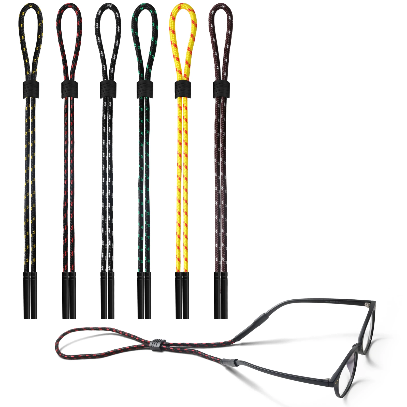 Eyeglasses Holder Strap, 6 Pcs Adjustable Eyewear String Lanyard Retainer, Sunglasses Strap for Men, Women and Kids