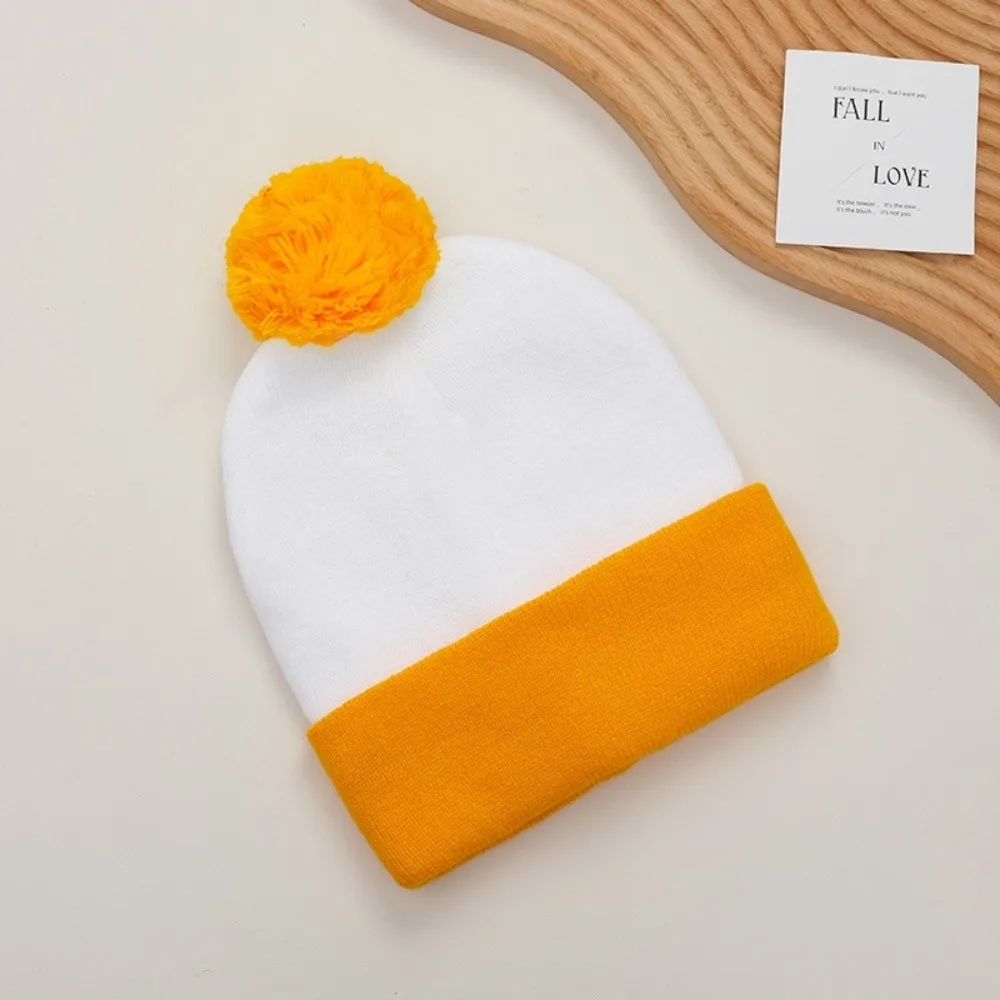 New Color Matching Knitted Hat Elasticity Warm Beanies Cap Windproof Casual Pullover Cap Unisex