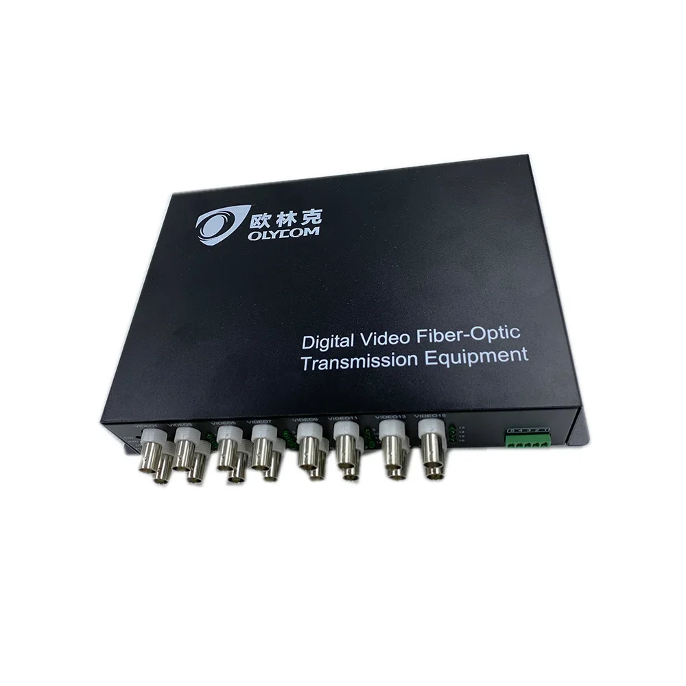 20KM BNC to FC 16-Ch video Tx + 1ch RS 485 data Rx 1310nm IP video converter for FTTH