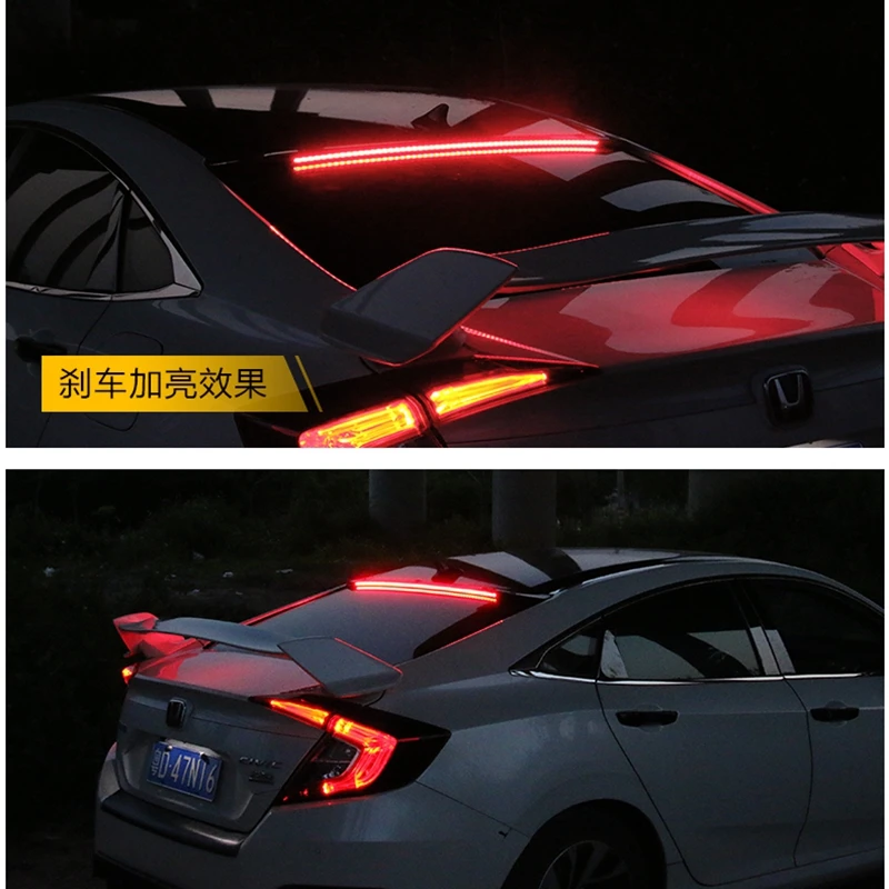 

For Honda Civic LED Spoiler 10th 2016 2017 Car Styling ABS black Rear Trunk Wing Boot Lip Roof Spoiler Decoration