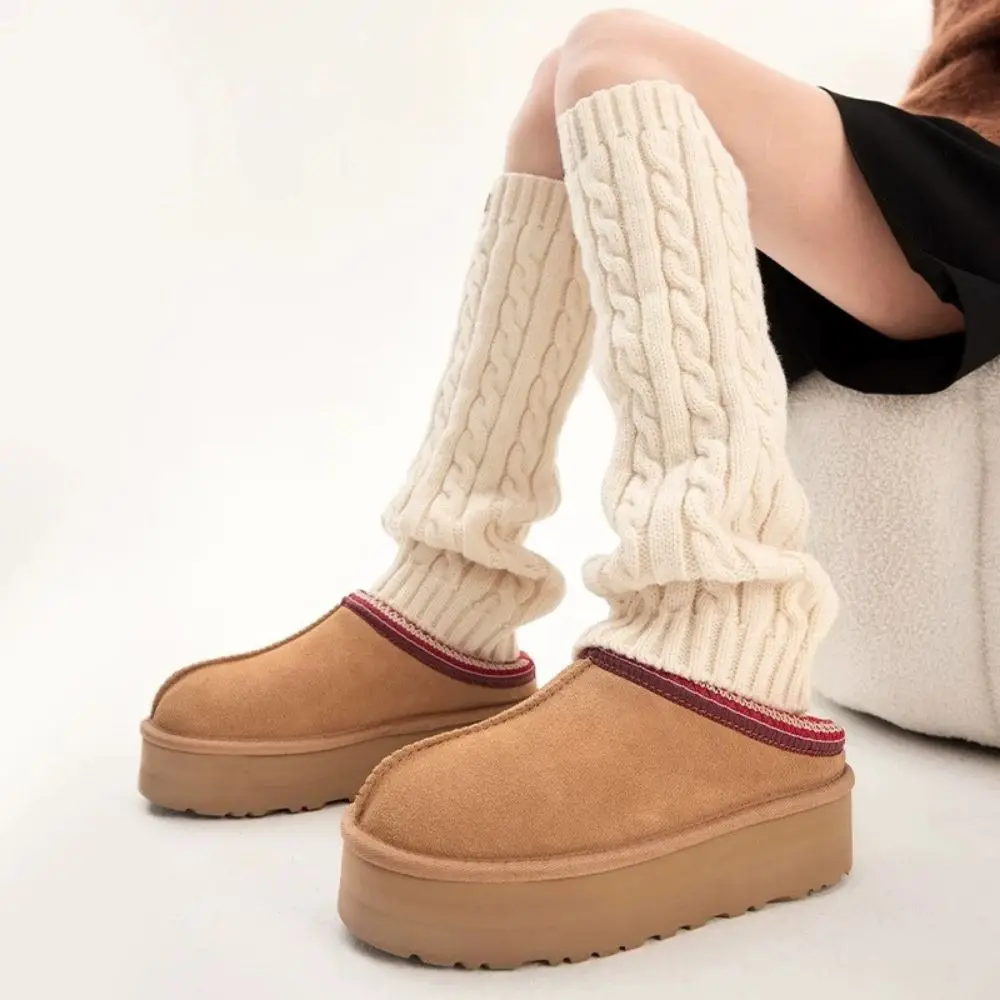 Women Knit Leg Warmers Fleece Ribbed Footless Socks Black Knee High Gothic Hip-hop Rock Sock White JK Uniform Leg Socks New