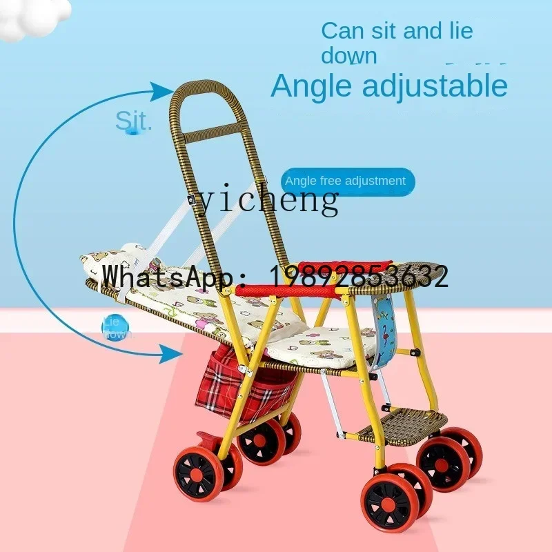 AB الخيزران الروطان عربة طفل خفيفة الوزن تقليد الروطان عربة طفل مستلق طوي الخيزران كرسي الروطان