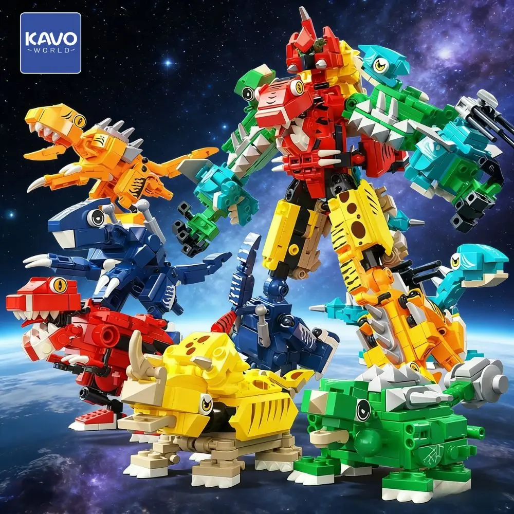 

Конструктор KAVOWORLD 691 деталь: Динозавр-меха, 6 в 1, для прямой сборки, креативная развивающая игрушка, подарок для детей