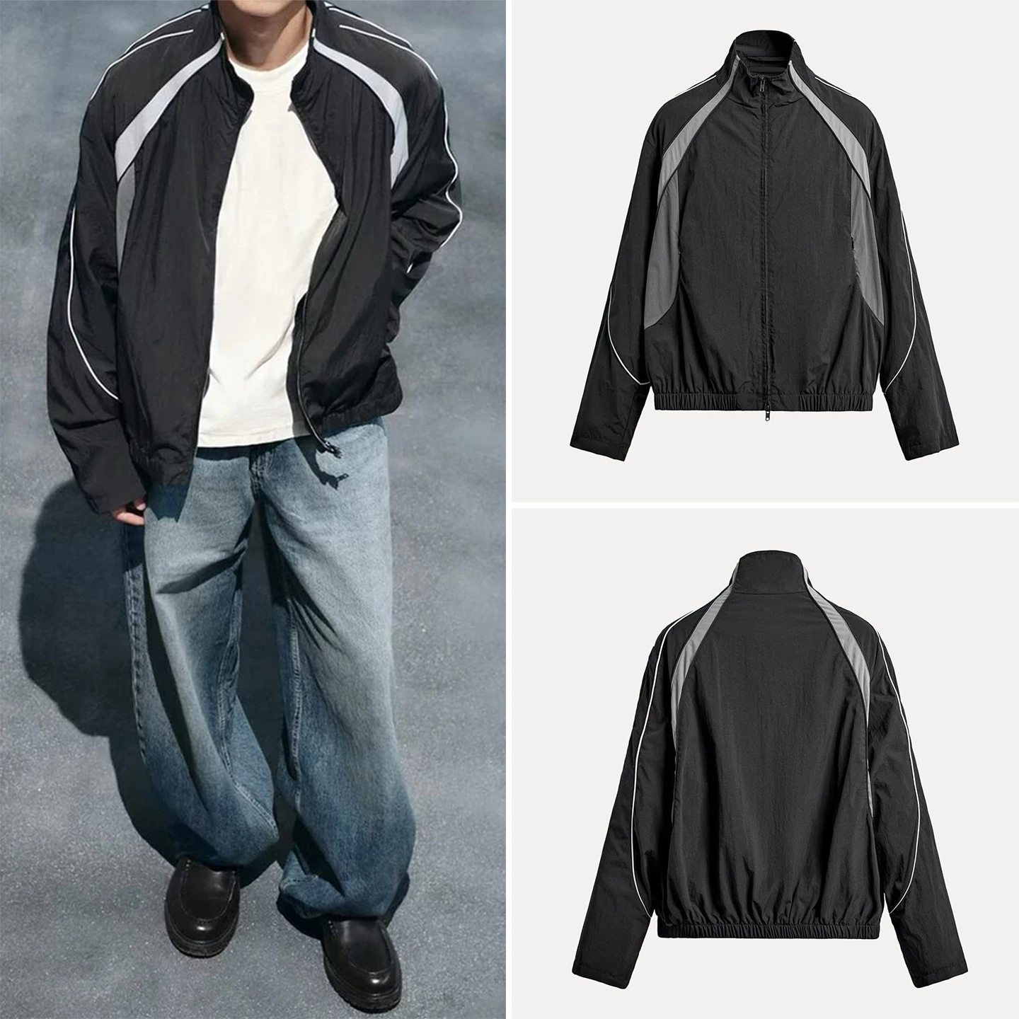 

Модный свободный цветной блуэт для мужчин, осень 2024, повседневная одежда на молнии с длинной застежкой-молнией, молодежная одежда для отдыха Z