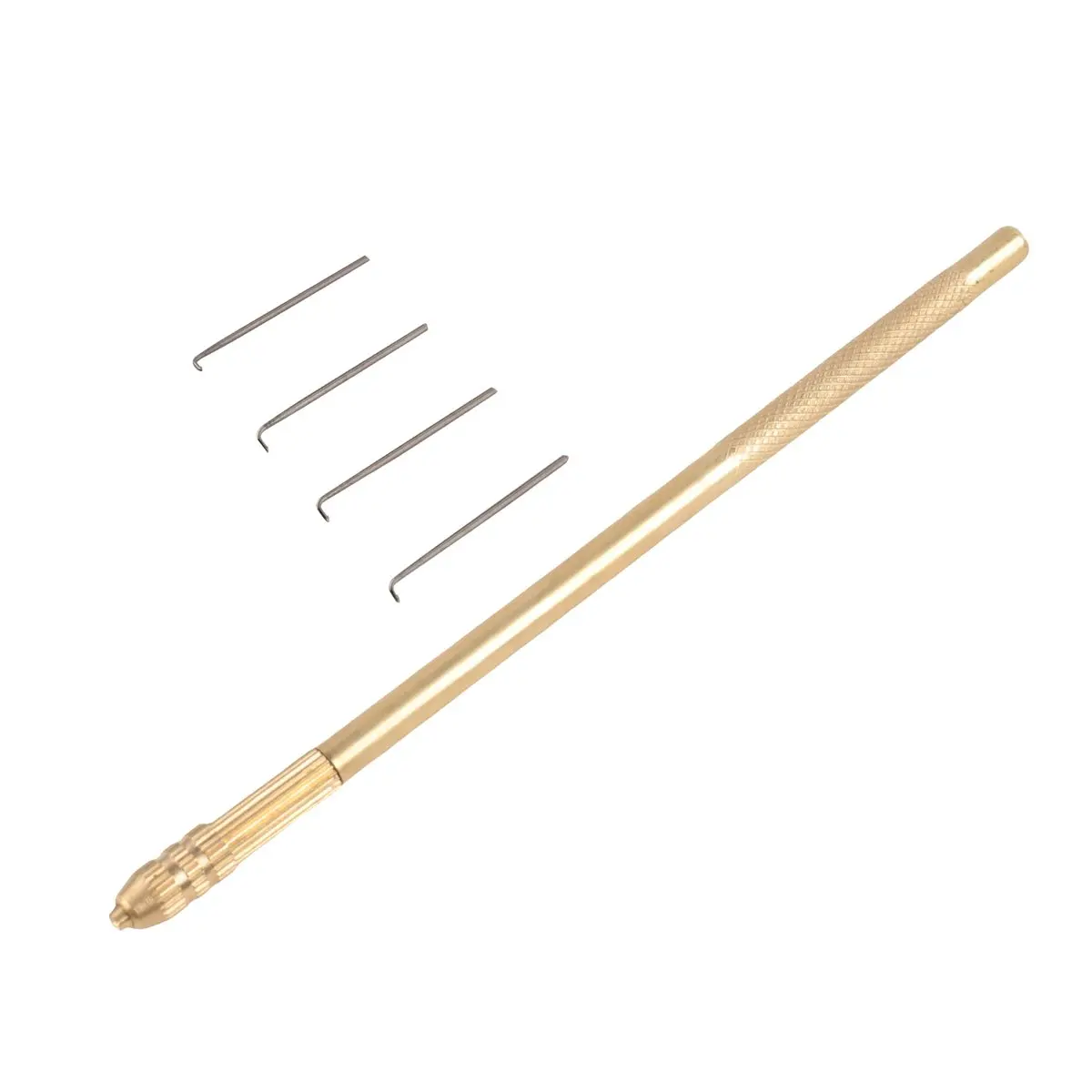 【Tools & Parts】 4pcs Ventilating Needles +1 Brasss Holder Making/Repair Lace Wigs Toupee Hairpiece Wig Knotting Hook Sets Beaded