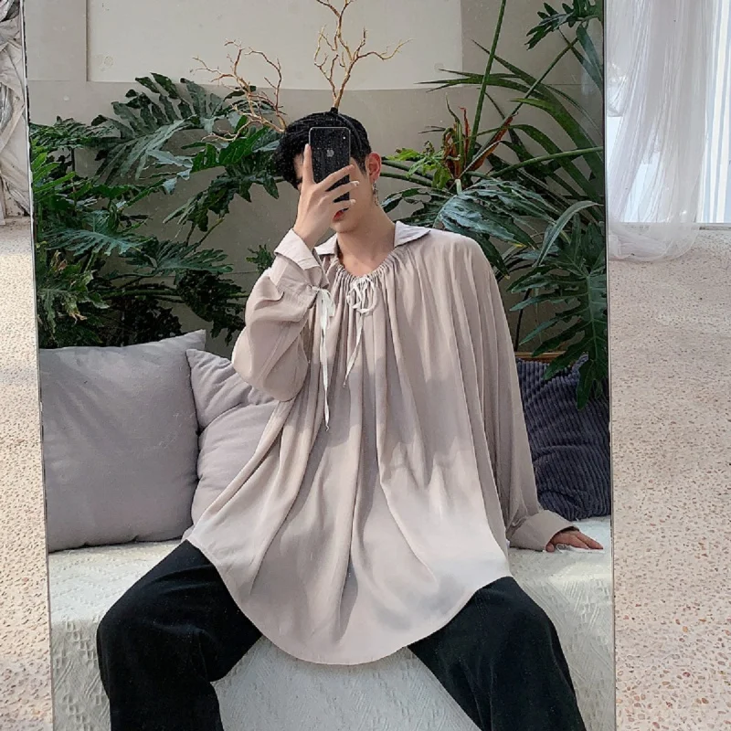 

Loose Fit Long Sve round Ne Pullover irt Men's Spring Summer Casual Wear Polyester Blend Youth Faion Basic Sle