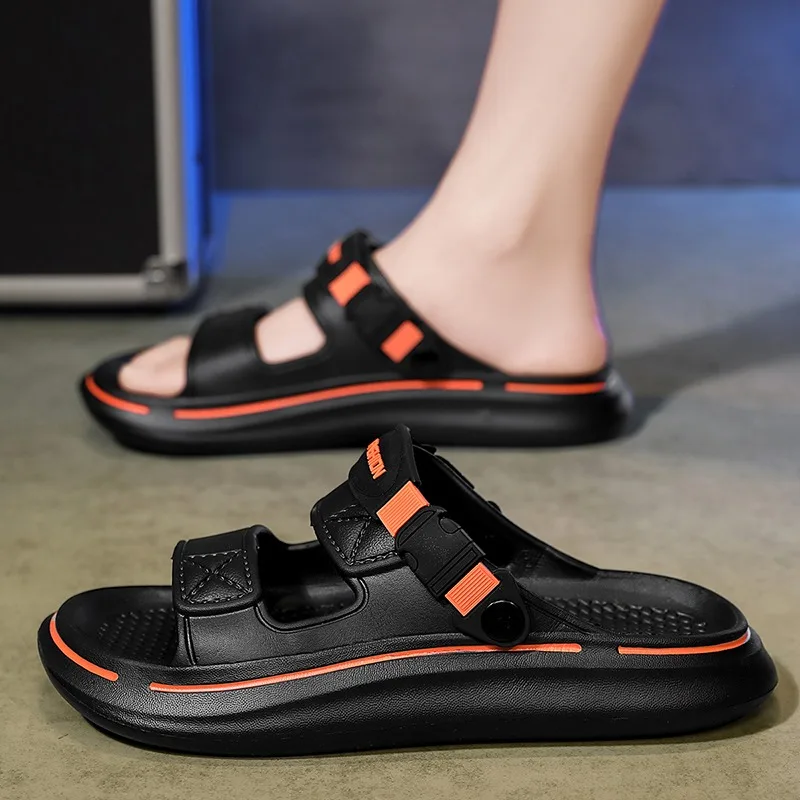 

Летние мужские тапочки из ЭВА с мягкой подошвой, унисекс, сандалии-кроссовки, повседневная пляжная обувь, женские шлепанцы для дома и улицы