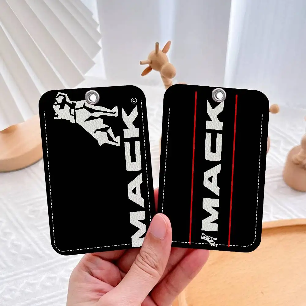 Truck Car M-MACKs 1Pc PU Leather Card Holder Keychain Key Ring Door Lock Access Tags ID Card Case Keychain Card