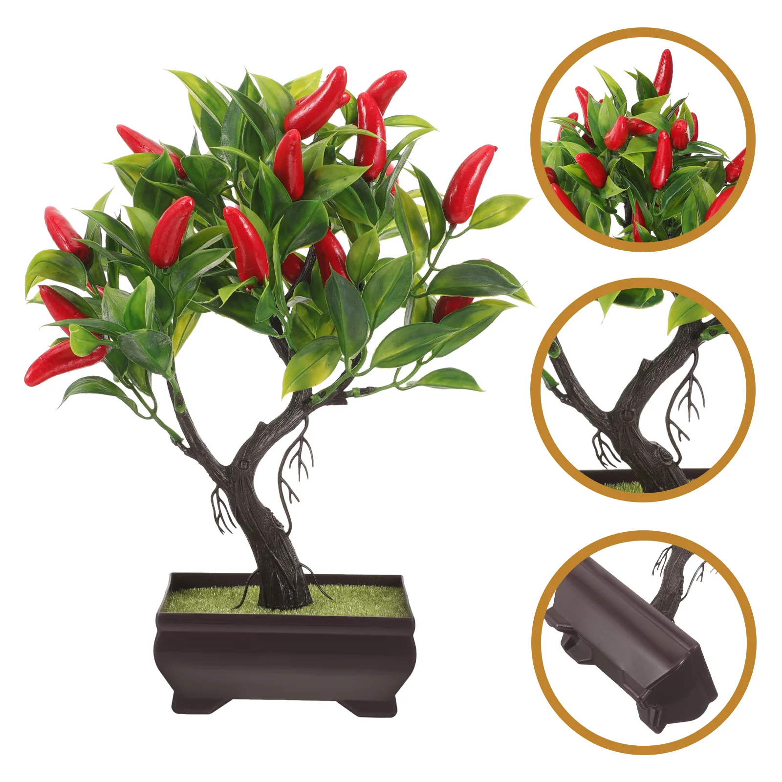 

Artificial Chili Tree Mini Fake Artificial Potted Plant Home Office Desk Bonsai Decoration simulation chili tree